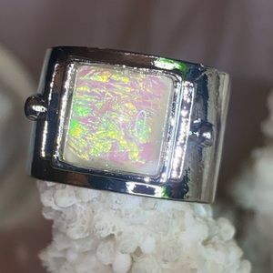 Sale * Australian Opalite Artisan Handcrafted modern 925 wide band Ring